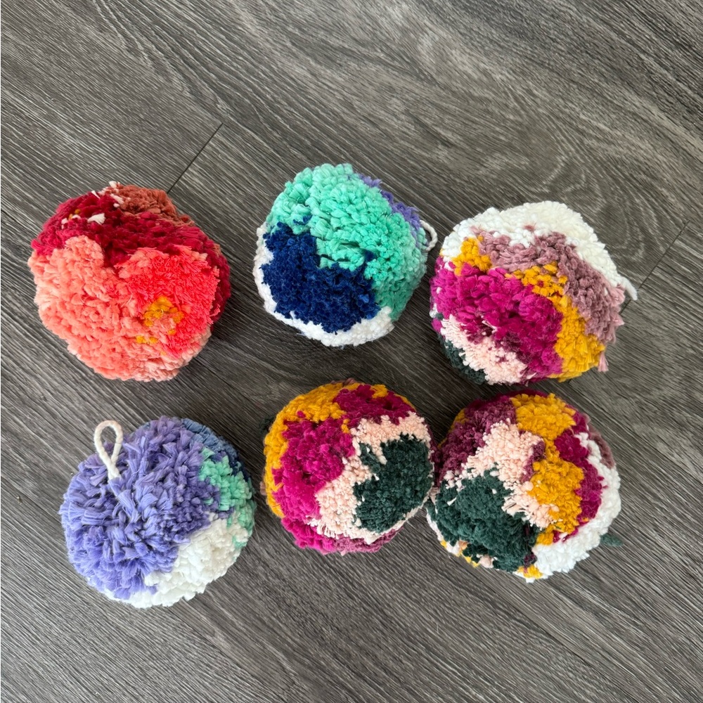 Anthropologie Handmade Pom Pom Ornaments